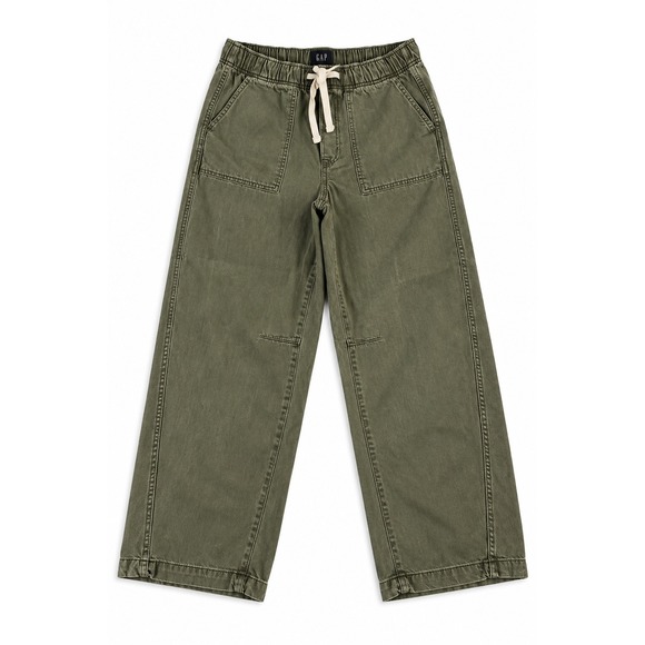 GAP Pants - GAP Denim Pull-On Barrel Pants Olive Green Wide Leg Drawstring Size M